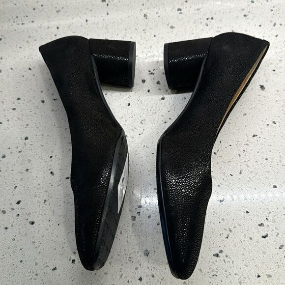 Amalfi by Rangoni Firenzie Black Leather Block Heel Pumps Made in Italy Size 12M - Picture 5 of 13